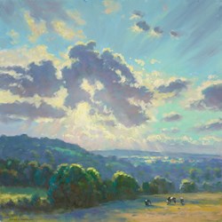 Cloud Burst (Chevin) by James Preston - Original Painting on Stretched Canvas sized 20x20 inches. Available from Whitewall Galleries